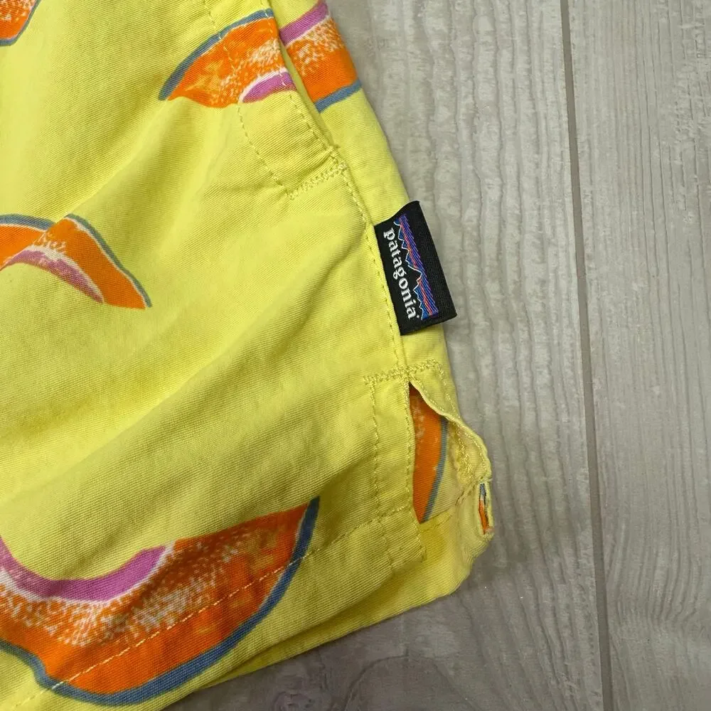 Patagonia Baggies Shorts Women's Medium Yellow Orange Cantaloupe Print